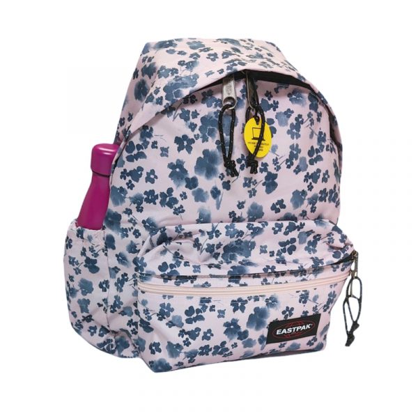 zaino eastpak rosa con fiori e tasca laterale