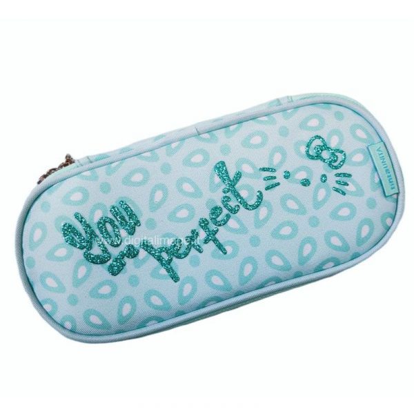 astuccio ovale hello kitty con glitter verde