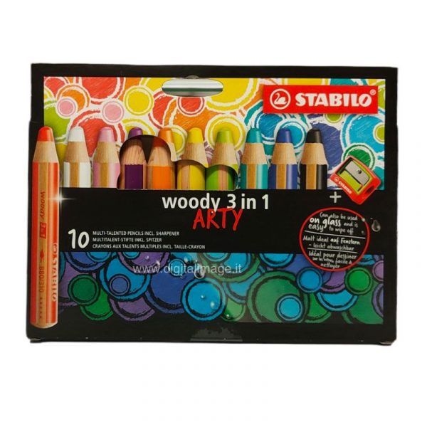 confezione 10 pastelli stabilo woody 3 in 1