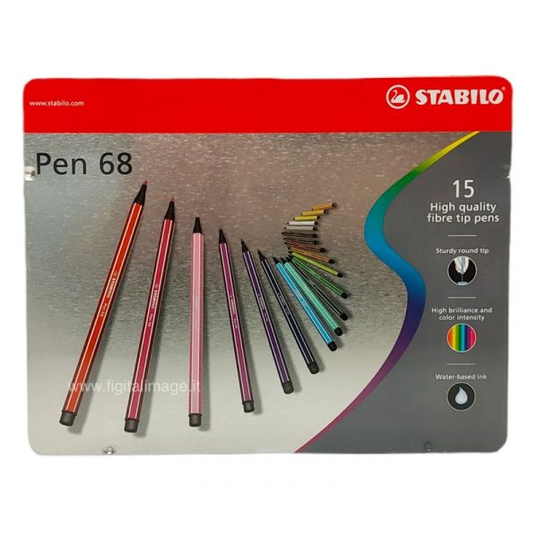 confezione stabilo pen 68 in metallo da 15 pezzi