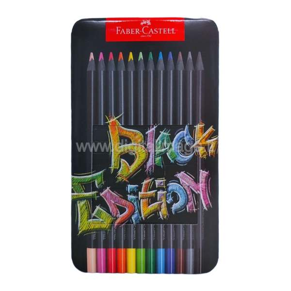 matite colorate faber castell black edition in confezione di metallo da 12