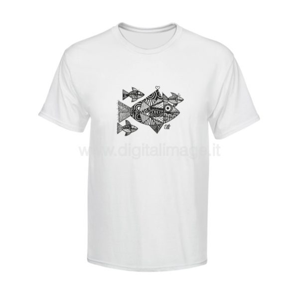 Sca t-shirt pesci in bianco e nero