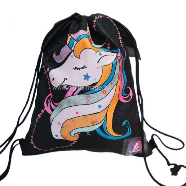 sacca nera unicorno glitter