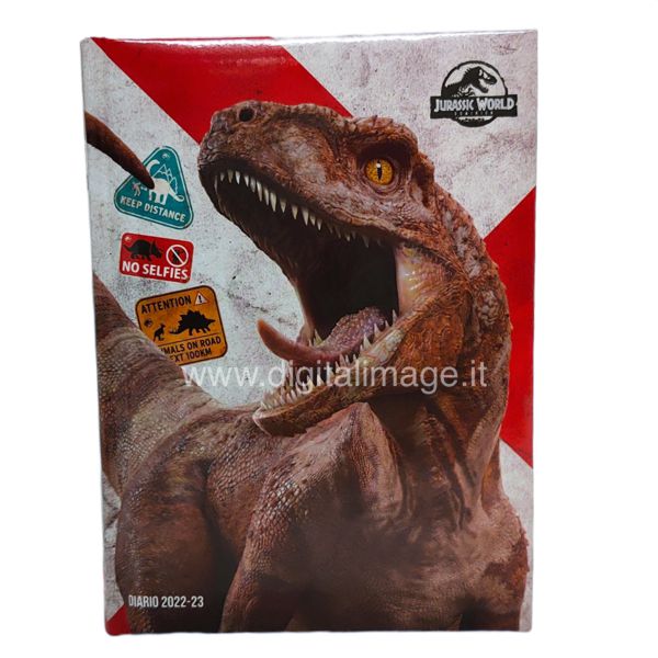 diario datato jurassic world 2022-2023 bianco e rosso