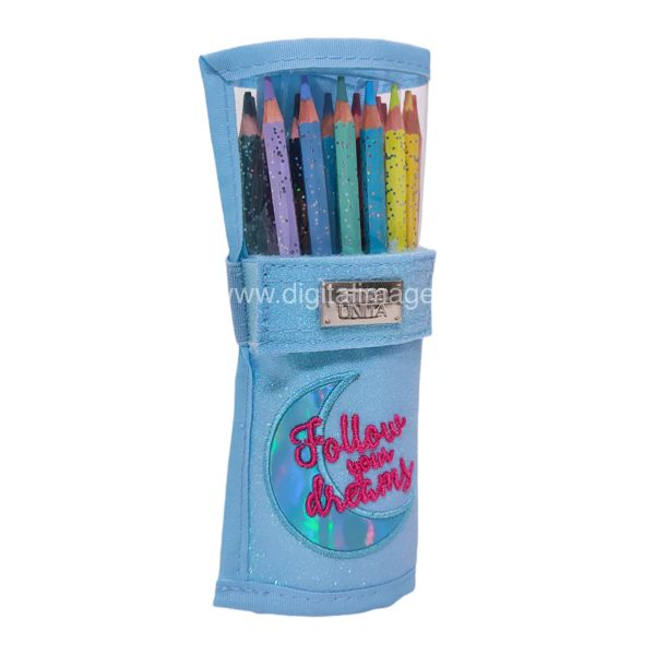 rotolo azzurro glitter 24 matite colorate Tinta Unita