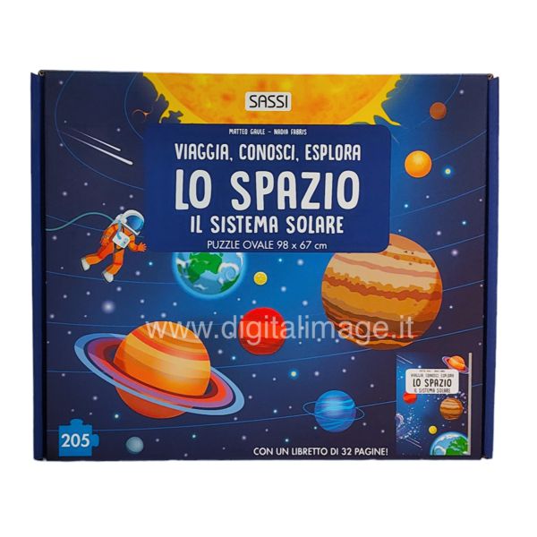 puzzle sullo spazio e il sistema solare con libretto illustrato