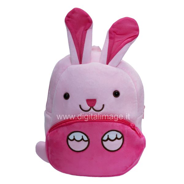 zainetto in peluche a forma di coniglietto rosa