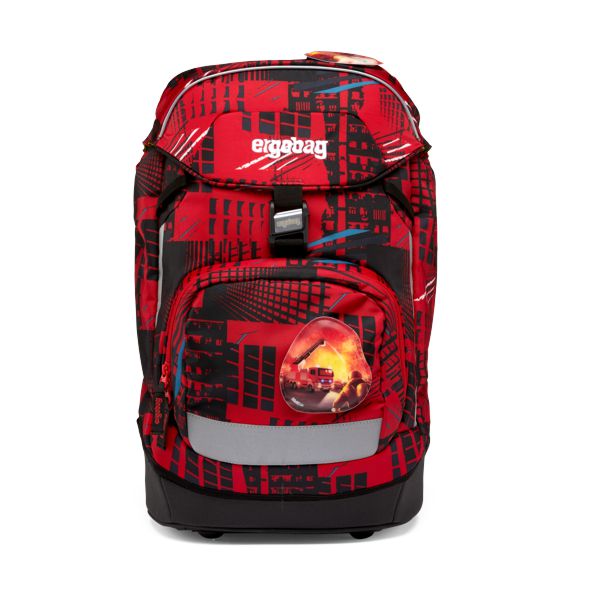 zaino ergobag prime fire bear, rosso e nero con kletties vigili del fuoco