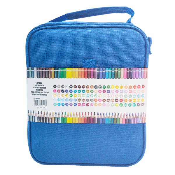 astuccio tinta unita con 110 matite colorate mina 4 mm blu con due colori speciali
