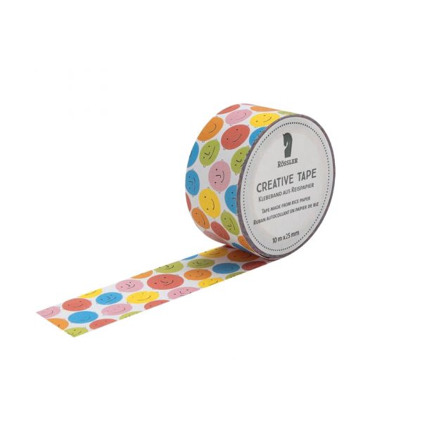 washi tape con faccine colorate 25 mm
