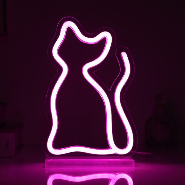 lampada gatto led rosa