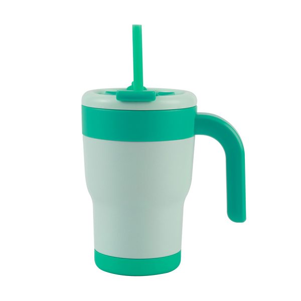 tumbler verde pastello termico 400 ml con manico e cannuccia