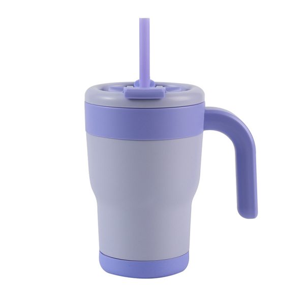 tumbler viola pastello termico 400 ml con manico e cannuccia