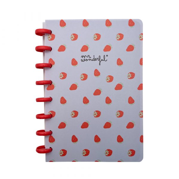 quaderno ad anelli con fragole formato A5 con pagine a righe